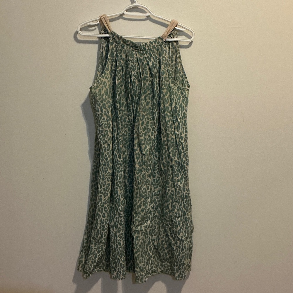 Elegant Green Animal Print Midi Dress